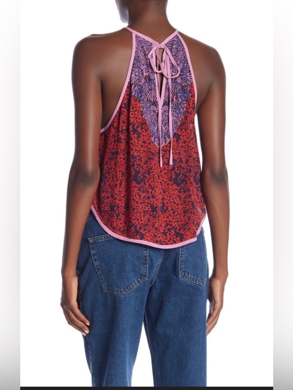 Free People Women's Red & Purple Blouse - Size Medium